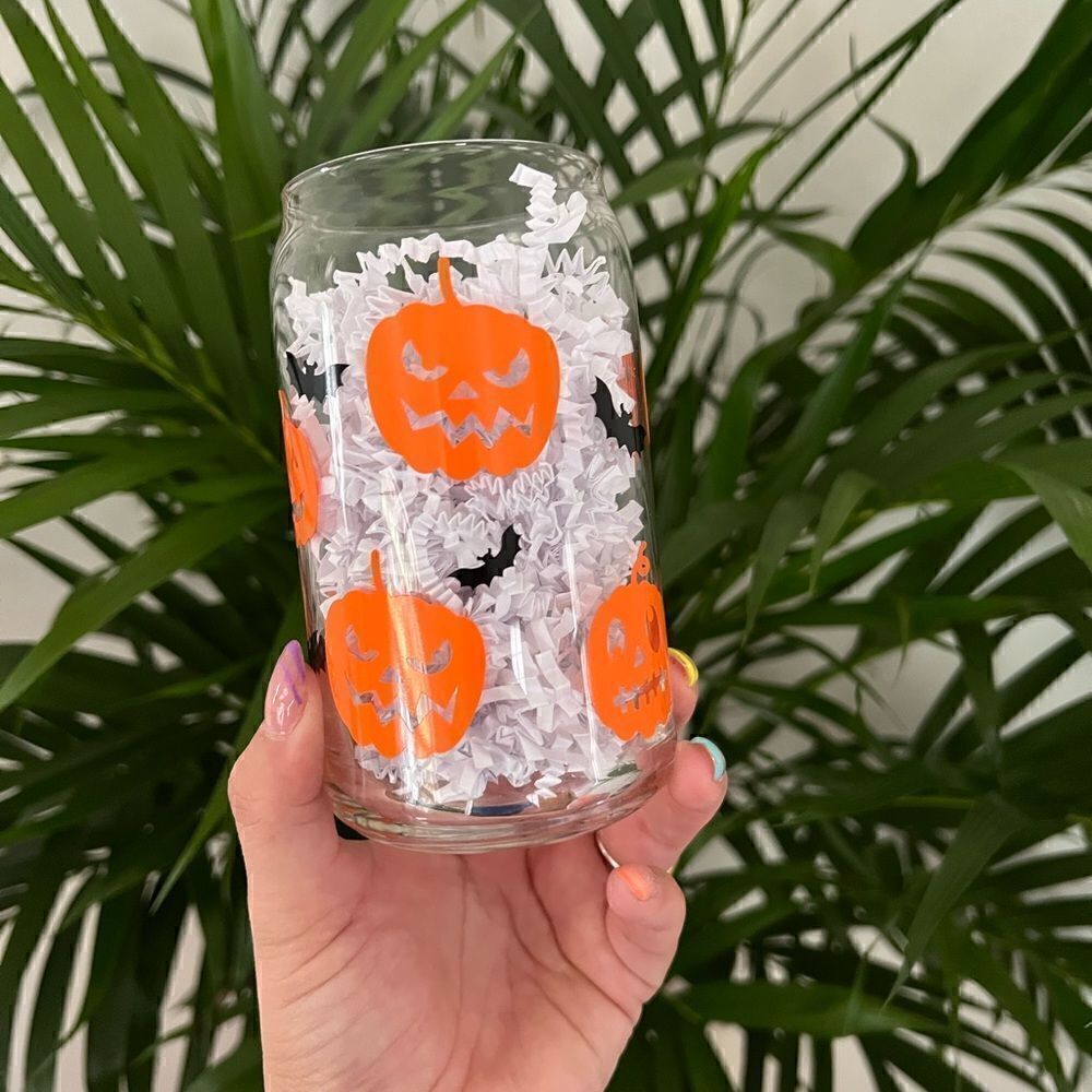 Halloween beer can glass new